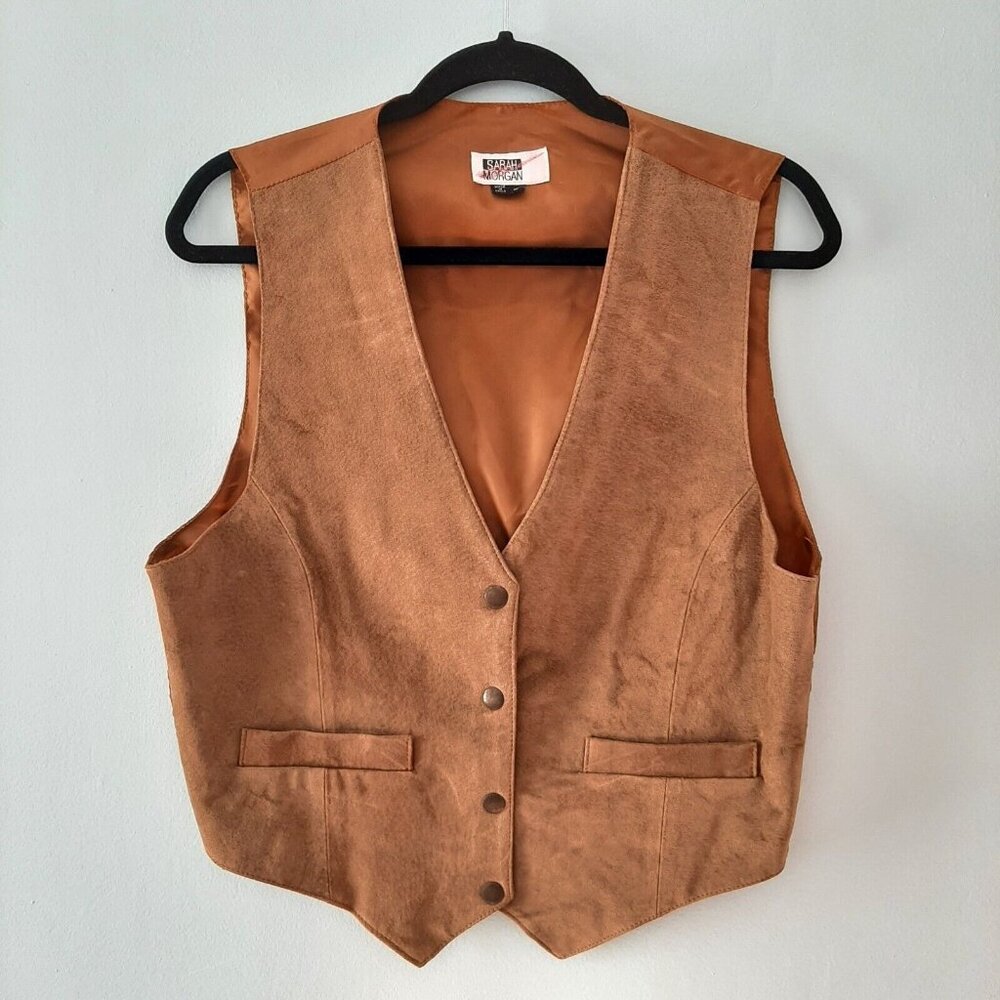 Vtg Leather Suede Suit Vest Menswear Academia Waistcoat Cottage Western Rodeo L